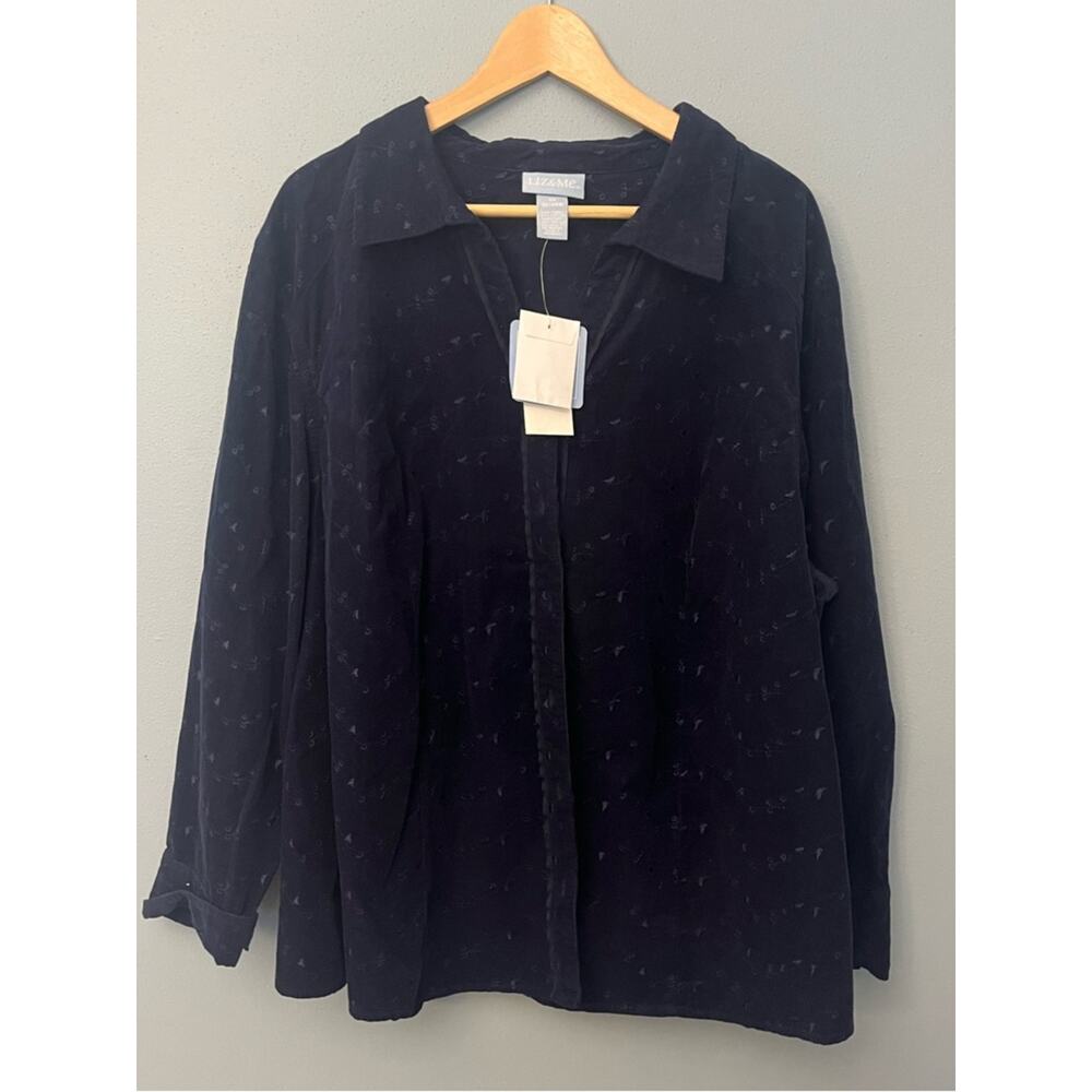 NWT Liz & Me Corduroy Embroidered Shirt